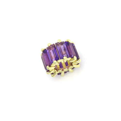 Baguette Amethyst Rondelle Charm, 14K Yellow Gold