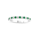 Halfway Around Emerald and Diamond Band, 14K White Gold