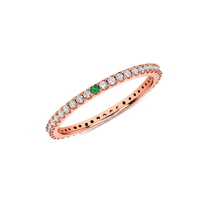 Diamond Eternity Band with Emerald Accent, 14K Rose Gold