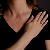 Vintage Style Sapphire and Diamond Ring, 14K White Gold