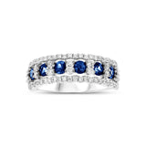 Six Sapphires and Diamond Band, 14K White Gold