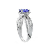 Tanzanite Cushion Cut with Diamonds Ring, 14K White Gold