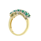 Five Stone Emerald and Diamond Ring, 14K Yellow Gold