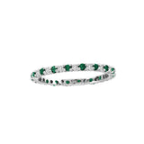 Emerald and Diamond Eternity Band, 14K White Gold
