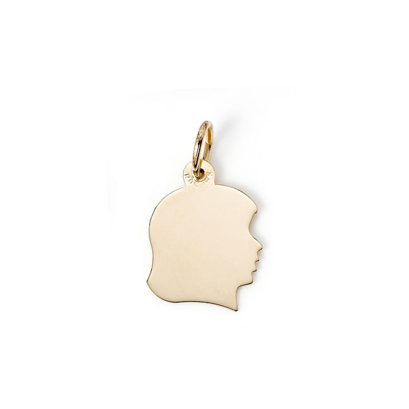 Girl's Head Charm, 14K Yellow Gold