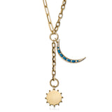 Turquoise New Moon Charm, 14K Yellow Gold