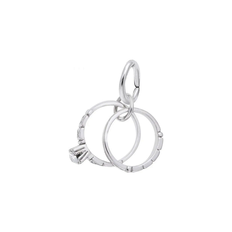 Wedding Rings Charm, Sterling Silver