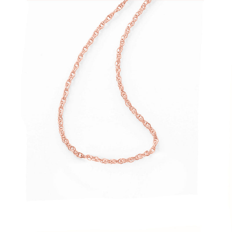 Lightweight Diamond Cut Rope Chain, 18 Inches, 14K Rose Gold