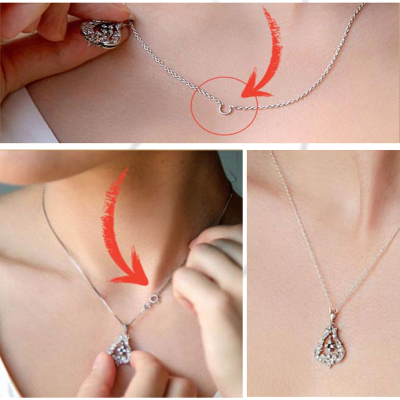 Cable Chain with "Horseshoe" Center, 18  Inches, 14K White Gold