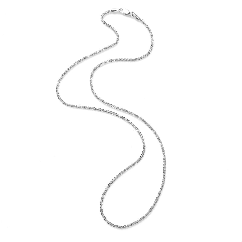 Round Wheat Gold Chain, 18 or 20 Inches, 14K White Gold