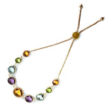 Adjustable Multi Stone Bolo Bracelet, 14K Yellow Gold