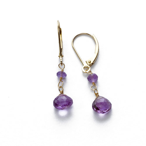 Amethyst Dangle Earring, 14K Yellow Gold
