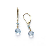 Blue Topaz Dangle Earrings, 14K Yellow Gold