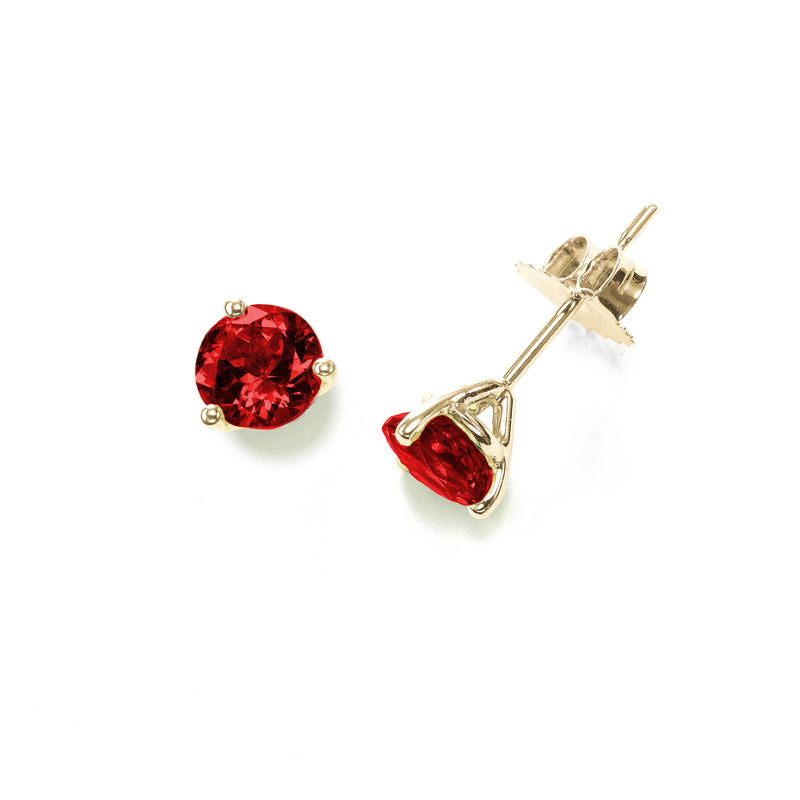 Three Prong Fire Opal Stud Earrings, 5MM, 14K White Gold