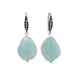Flat Faceted Aquamarine Drop Earrings, Sterling Silver