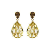 Citrine and Smoky Quartz Drop Earrings, Yellow Vermeil