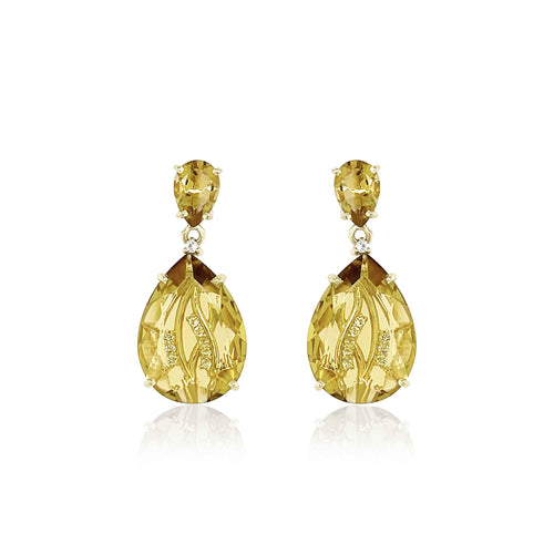 Citrine Drop Earrings, 18K Gold Plated