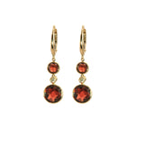 Bezel Set Garnet Dangle Earrings, 14K Yellow Gold