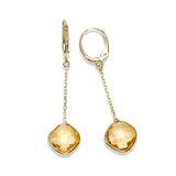 Cushion Cut Citrine Dangle Earrings, 14K Yellow Gold