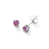 Pink Sapphire Stud Earrings, 5MM, 14K White Gold
