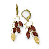 Citrine and Garnet Dangle Earrings, 14K Gold Filled