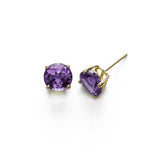 Round Amethyst Stud Earrings, 5MM, 14K Yellow Gold