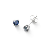 Fine Blue Sapphire Stud Earrings, 5MM, 14K White Gold