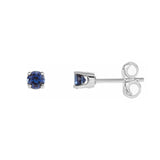 Blue Sapphire Stud Earrings, 4 MM, 14K White Gold