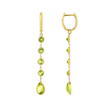 Multi Peridot Dangle Earrings, 14K Yellow Gold