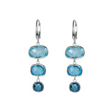 Faceted Blue Topaz Dangle Earrings, 14K White Gold