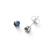 Vibrant Blue Sapphire Stud Earrings, 4.5 MM, 14K White Gold