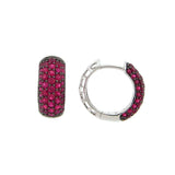 Ruby Hoop Earings, 14K White Gold