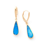 Ethiopian Opal Elongated Drop Earrings,  22K Yellow Gold