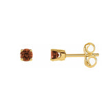 Garnet Stud Earrings, 4 MM, 14K Yellow Gold