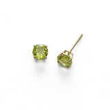 Round Peridot Stud Earrings, 6 MM, 14K Yellow Gold