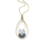 Wire Framed Blue Topaz Pendant, 14K Gold Filled