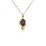 Framed Oval Garnet Pendant, 14K Yellow Gold