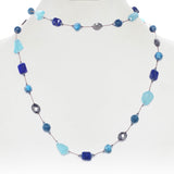 Peru Opal, Lapis, Pyrite and Apatite Gemstone Necklace, 35 Inches
