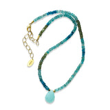 Chalcedony Drop on Apatite Necklace, 24K Yellow Gold Vermeil