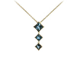 Princess Cut London Blue Topaz Drop Necklace, 14K Yellow Gold