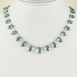 Faceted Green Topaz Drop Necklace, 17 Inches, Sterling Silver