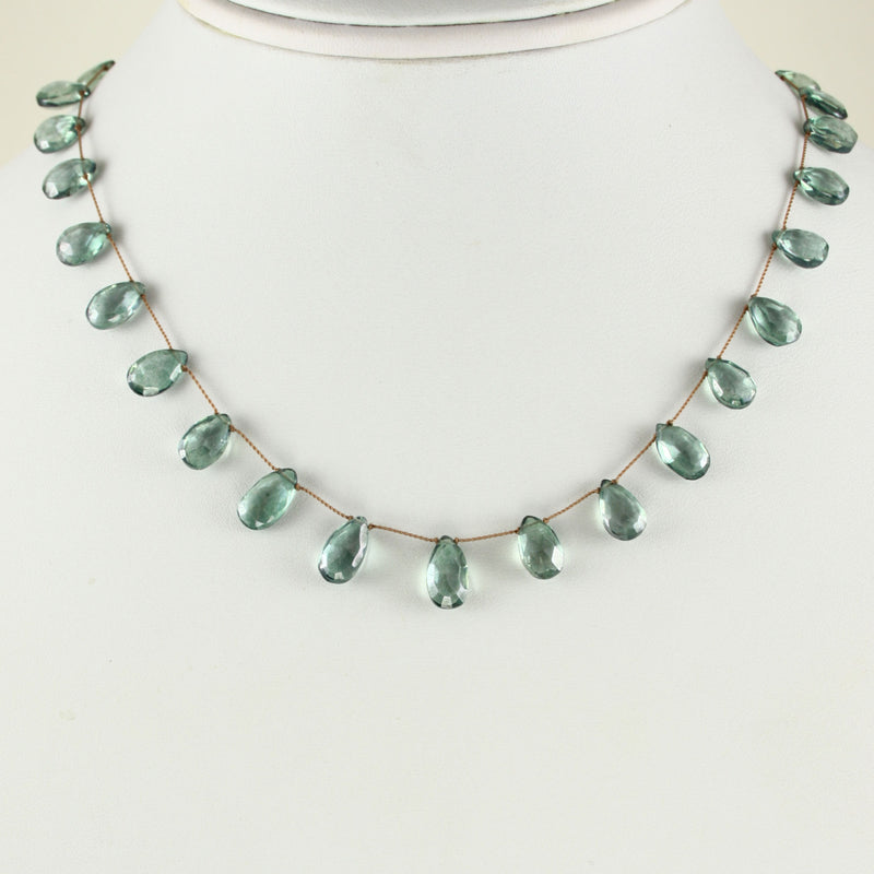 Faceted Green Topaz Drop Necklace, 17 Inches, Sterling Silver