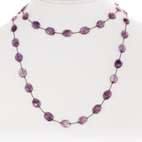 Flat Faceted Purple Amethyst Necklace, 35 Inches, Sterling Silver