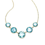 Bezel Set Graduated Blue Topaz Necklace, 14K Yellow Gold