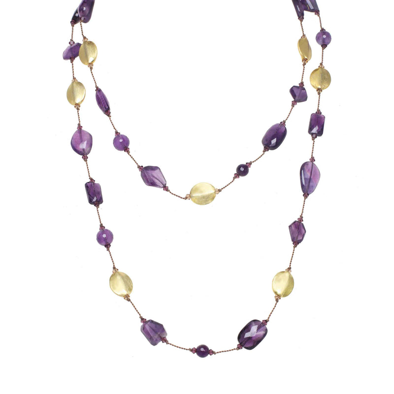 Amethyst and Gold Vermeil 35-Inch Bead Necklace,