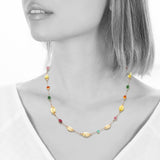Multi Stone Yellow Tones Necklace, 17 Inches, Sterling Silver
