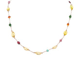 Multi Stone Yellow Tones Necklace, 17 Inches, Sterling Silver