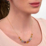 Graduated Multi Stone Necklace, 14K Yellow Gold