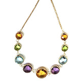 Graduated Multi Stone Necklace, 14K Yellow Gold