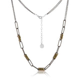 Pyrite Paperclip Necklace, Oxidized Silver